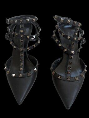 Valentino Garavani Rockstud Caged Pumps 65mm Black Leather Size 37.5